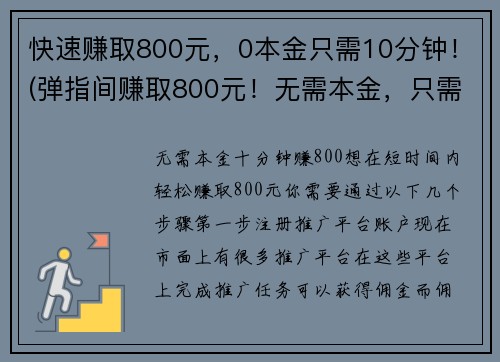 快速赚取800元，0本金只需10分钟！(弹指间赚取800元！无需本金，只需10分钟！)